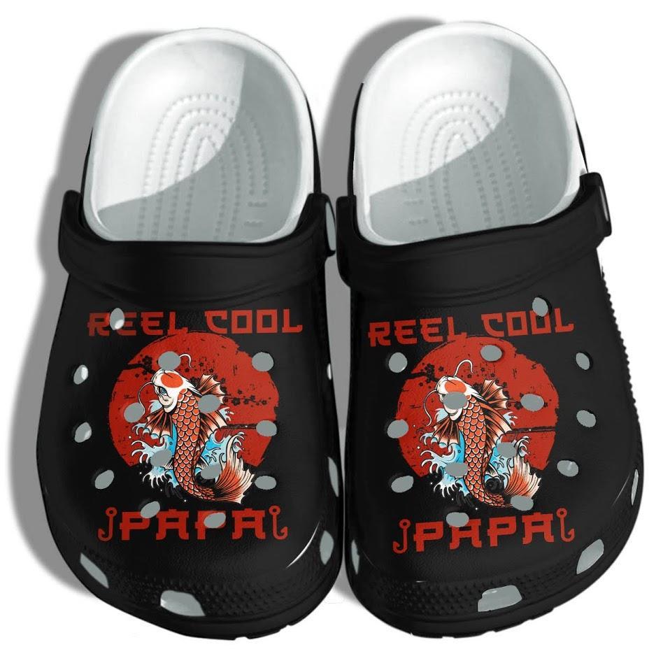 Reel Cool PaPa Shoes Crocs Clog  Fishing Lover Crocs Clog Shoes Gifts For Men Fathers Day